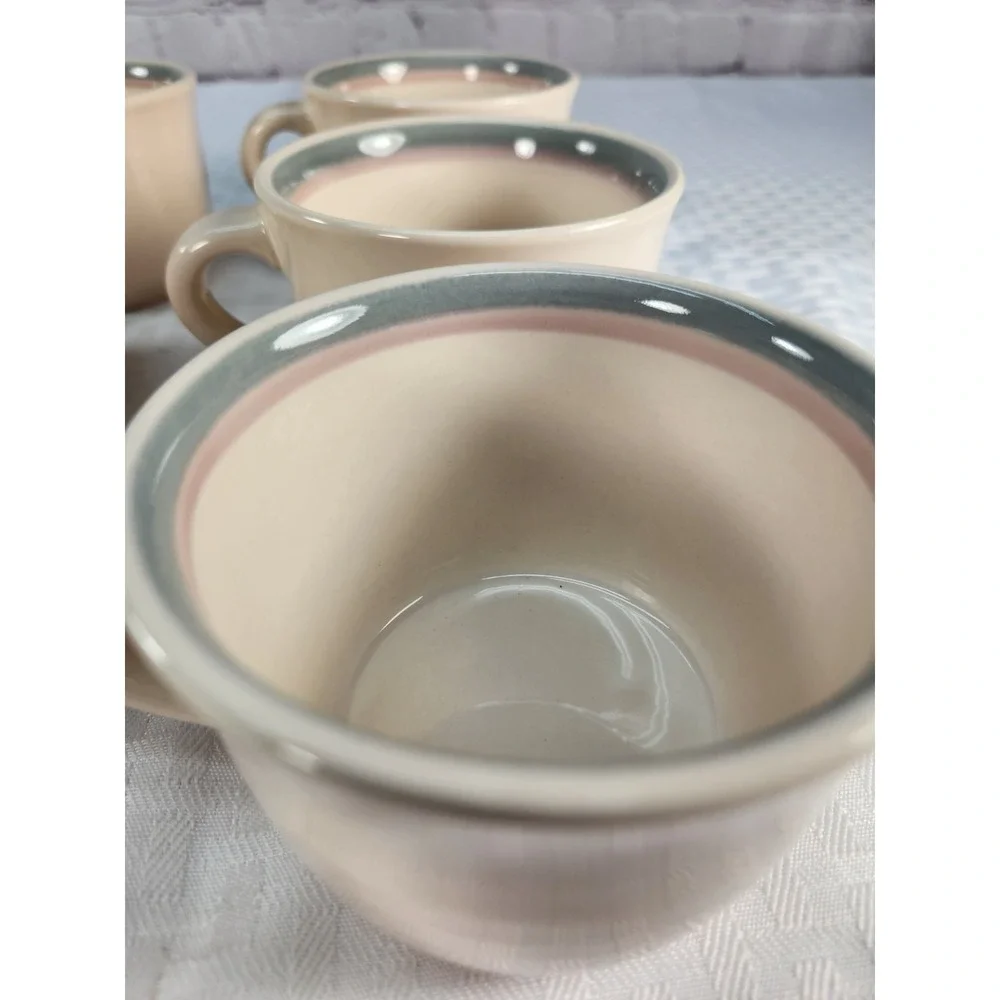 Pfaltzgraff Aura Pink Teal Tea Coffee Cups Mugs Set of 6